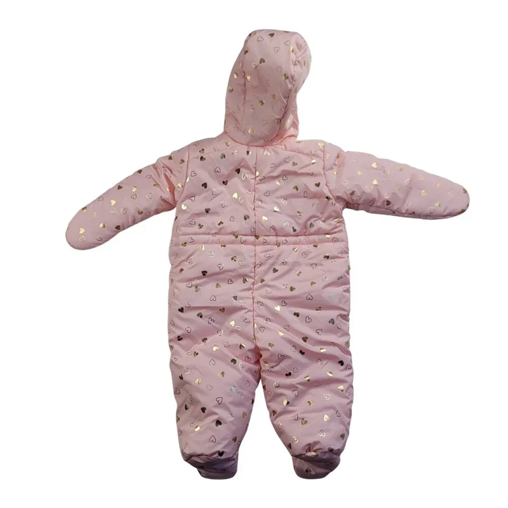 The Children’s Place Baby Girl Heart Snowsuit Pink Gold